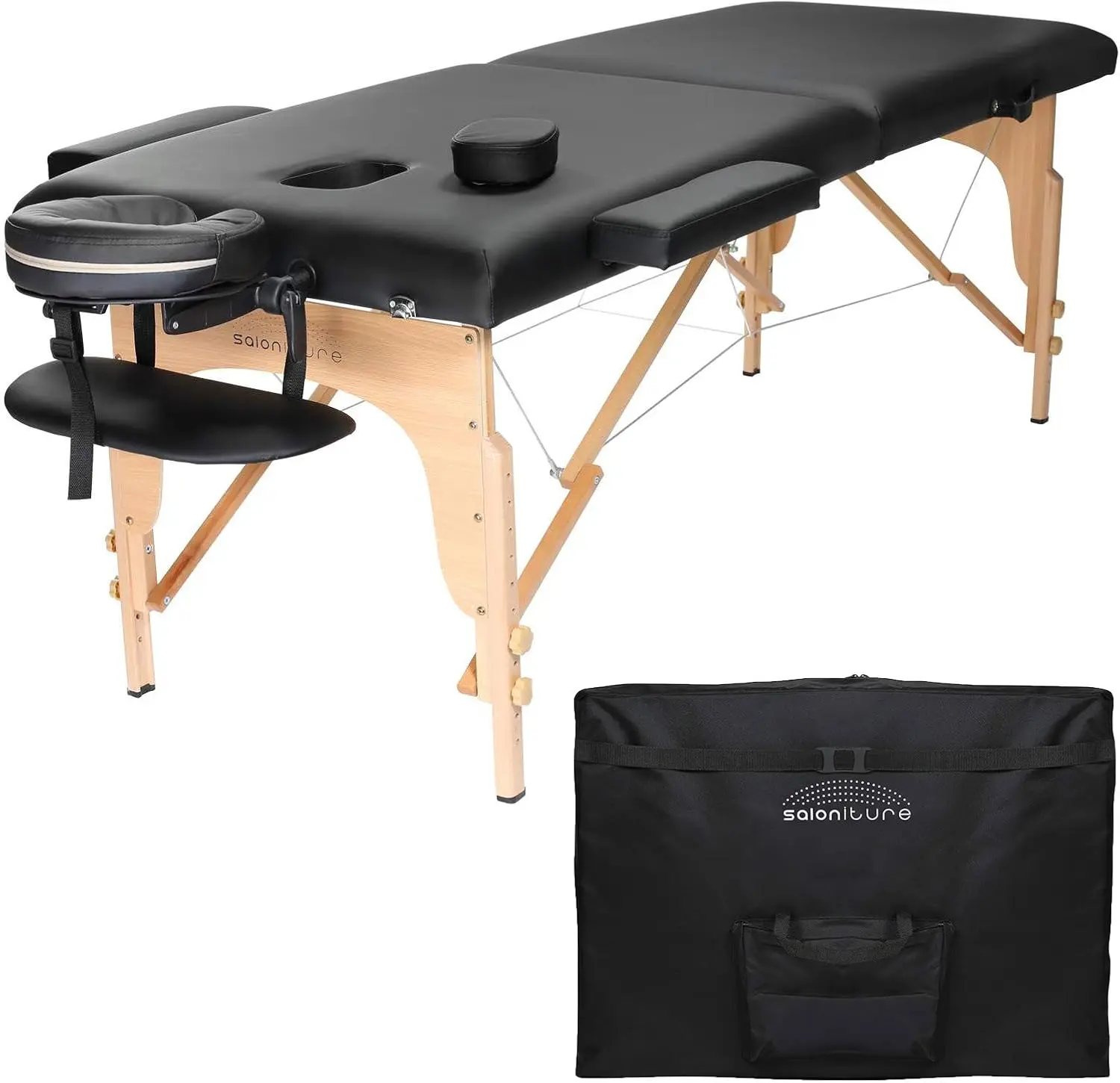 Professional Portable Folding Massage Table with Carrying Case - Black