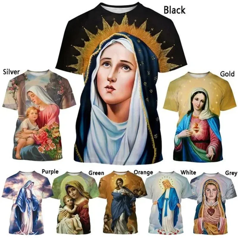 Our Lady Of Guadalupe Mexico Virgin Mary 3D Printed T-Shirt Men Women Summer Street Trendy Short Sleeve Tops Kid Casual Tees 