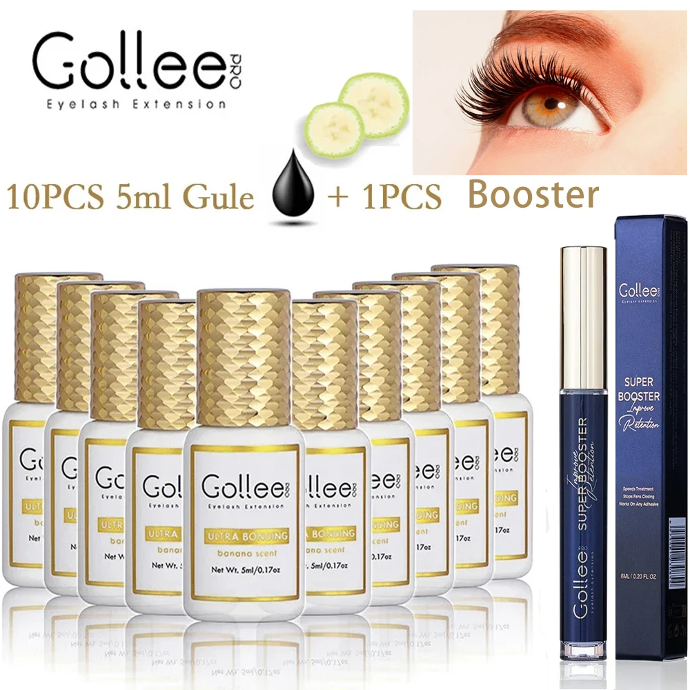 

Gollee 10pcs Banana Scent Eyelash Extension Glue 1S Dry False EyeLash Adhesive Long Lasting Golle Adhesive Eyelashes Makeup Tool