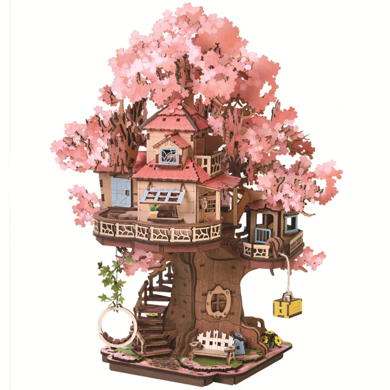 مكتبة Dreamy Blossom DIY، مجموعة منزل خشبية مصغرة ثلاثية الأبعاد، هدية فريدة لمحبي الكتب وجميعها #6