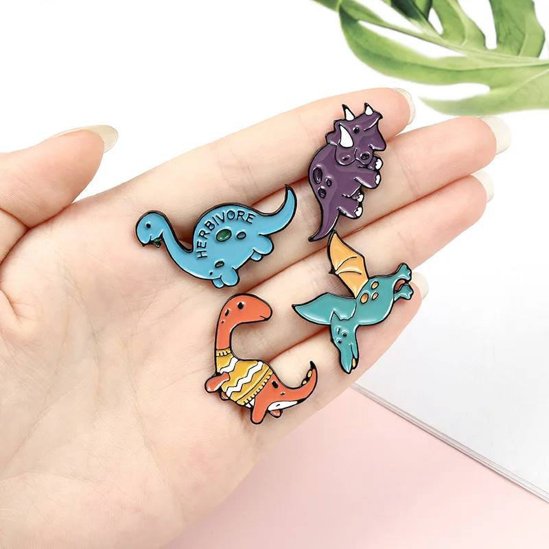 Dinosaur Park Enamel Pins Custom Adventure Brooch Bag Clothes Lapel Pin Beast Badge Wild Animal Jewelry Gift for Kids Friends