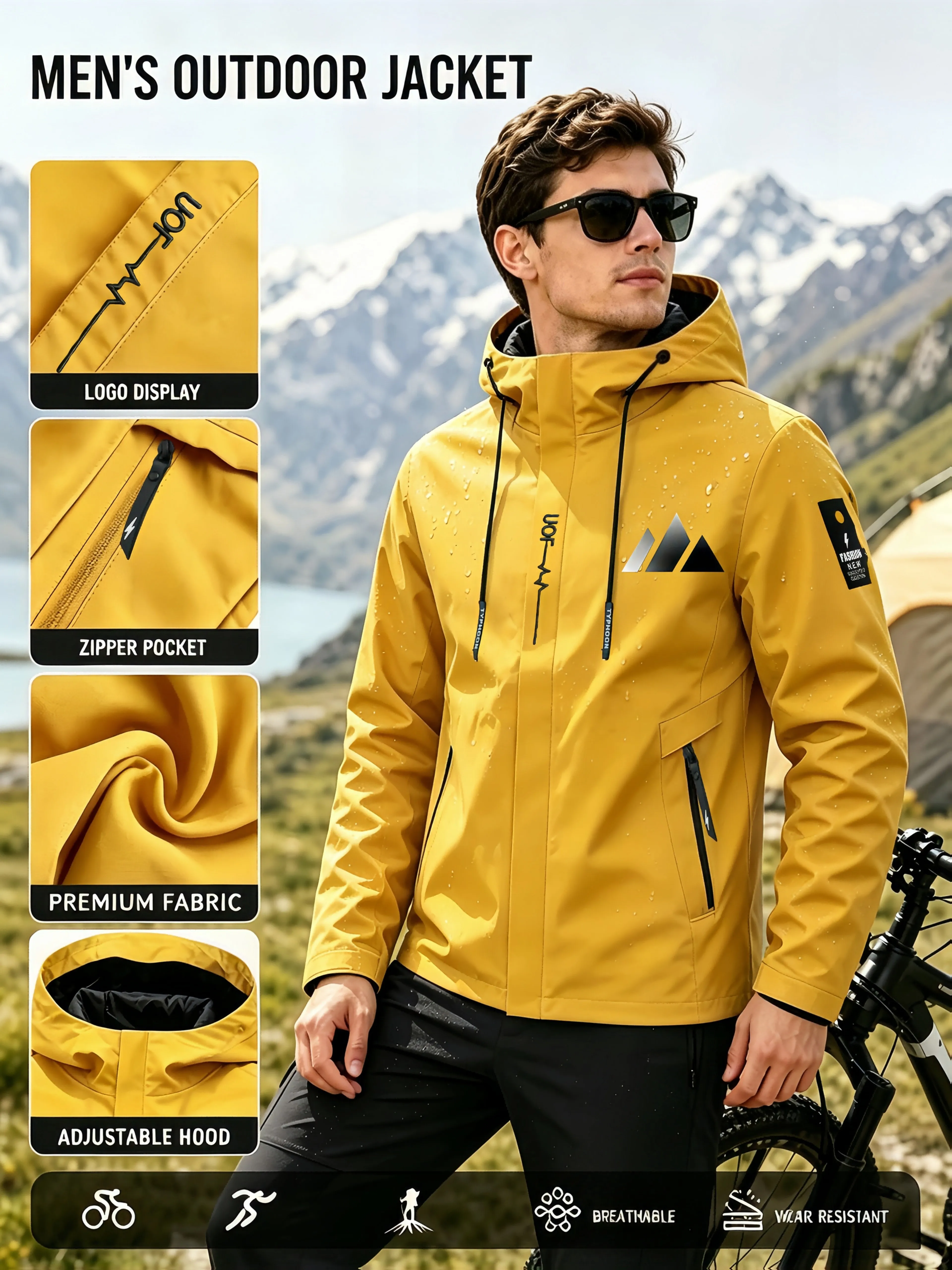 Men's Hooded Jacket, Essential for Rainy Days, Loose and Comfortable,  Suitable for Men's Outdoor Travel Winter Clothing
