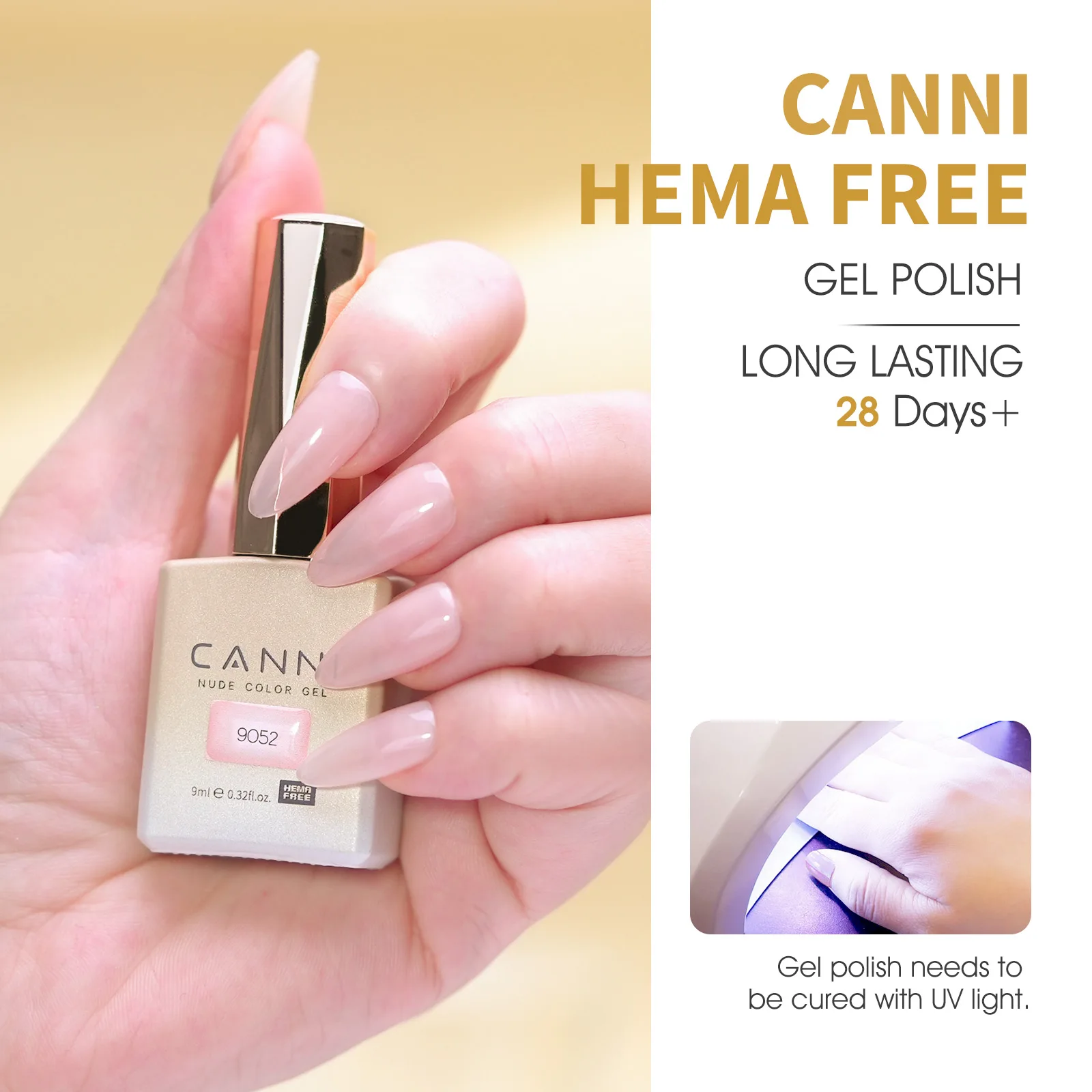 CANNI-Set de esmaltes en Gel de larga duración, Set de barniz permanente para manicura, Base superior, colores Glamour translúcido, 2306, HEMAFREE, 6 unidades por lote