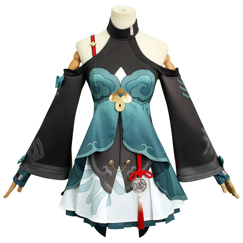 Jogo Honkai Star Rail Qingque Cosplay Costume Conjunto Completo com Acessórios Sintético Resistente ao Calor Qing Que Peruca Traje Cosplay