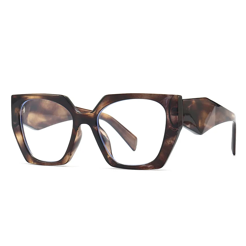 Thick Square Eyeglass Frames Optical Lenses For Women Fashion Blue Colorful Decorative Glasses Trendy Polygon Wide Legs Eyewear