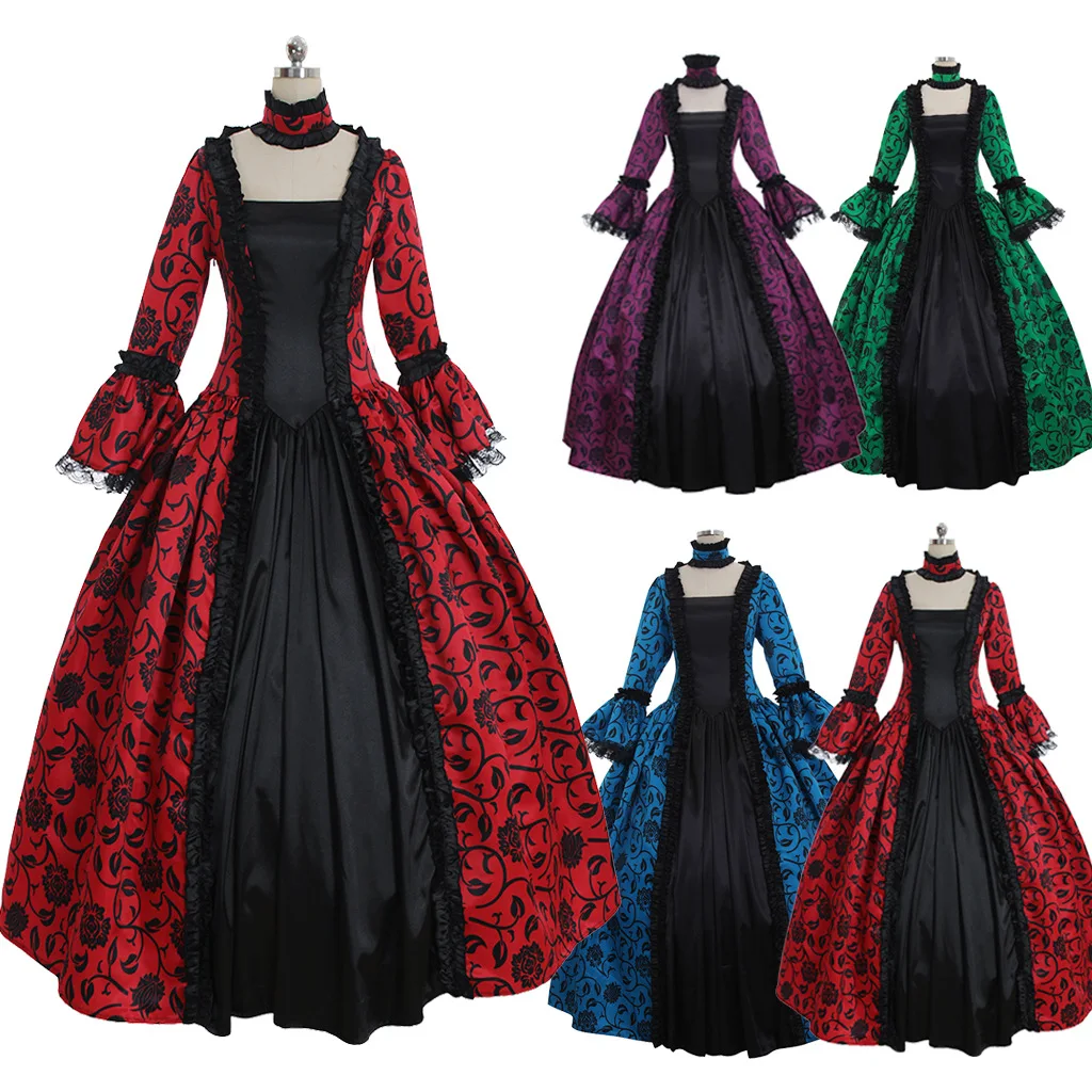 

Medieval Victorian court dress Renaissance Gothic lolita dress with flared sleeves