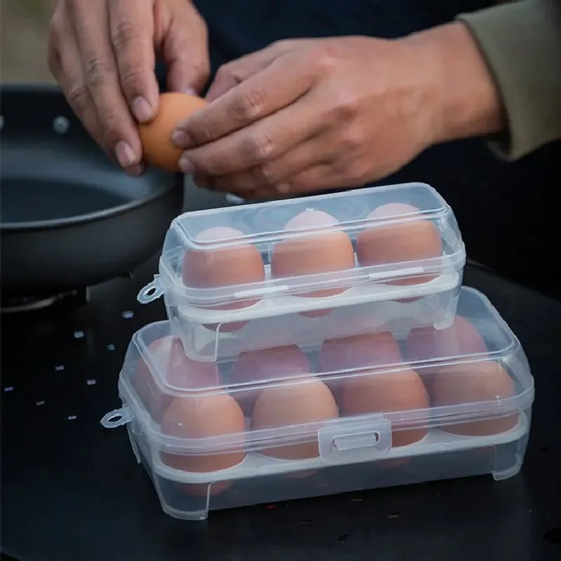 Caixa de Armazenamento Transparente para Ovos, à Prova de Choque e Quedas, Portátil para Camping e Piqueniques, Bandeja de Proteção Plástica para Refrigerador e Casa