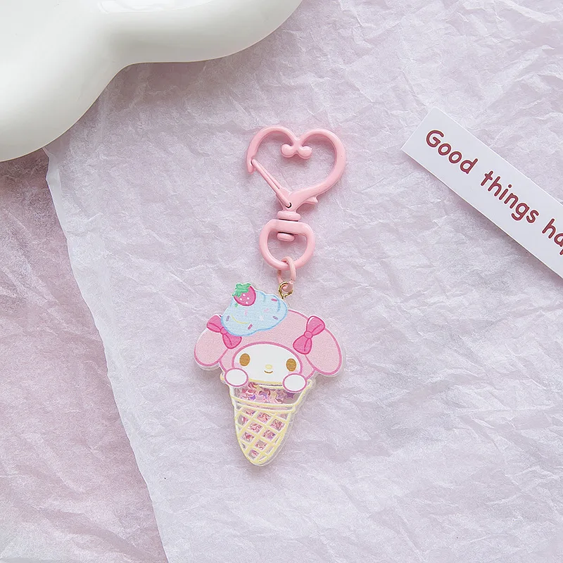 かわいいハローキティクロミアニメ周辺グッズサンリオキーホルダー手作りアクリルバッグキーホルダーシェイカーボトル女性誕生日プレゼント