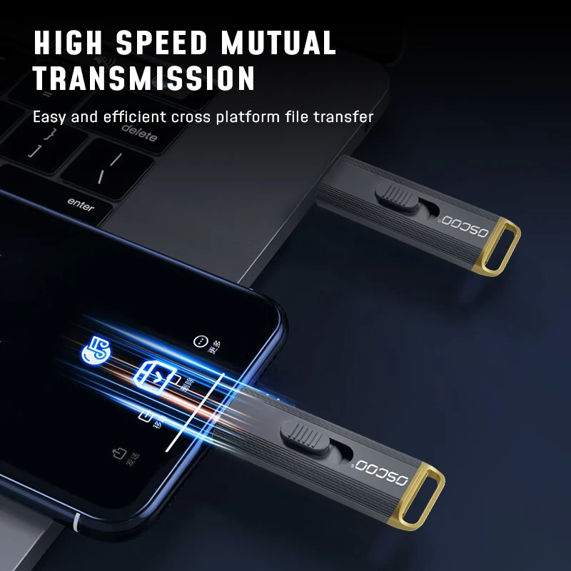 OSCOO Wireless PSSD D8 SSD USB Flash Drive 20Gbps TypeC USB3.2 GEN2*2 Memory Disk 3D TLC Nand Flash Portable SSD USB Flash Drive