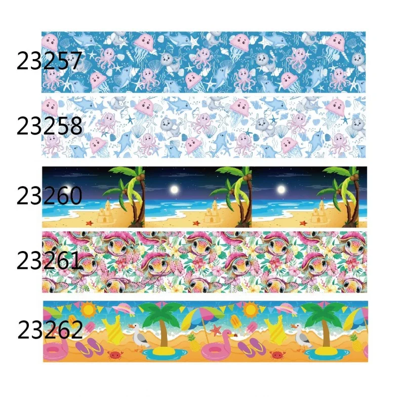 

5yards Sea Life Ribbons Animals Cartoon Beach Grosgrain Ribbon for Hairbows Sewing Kids Handmade Materials