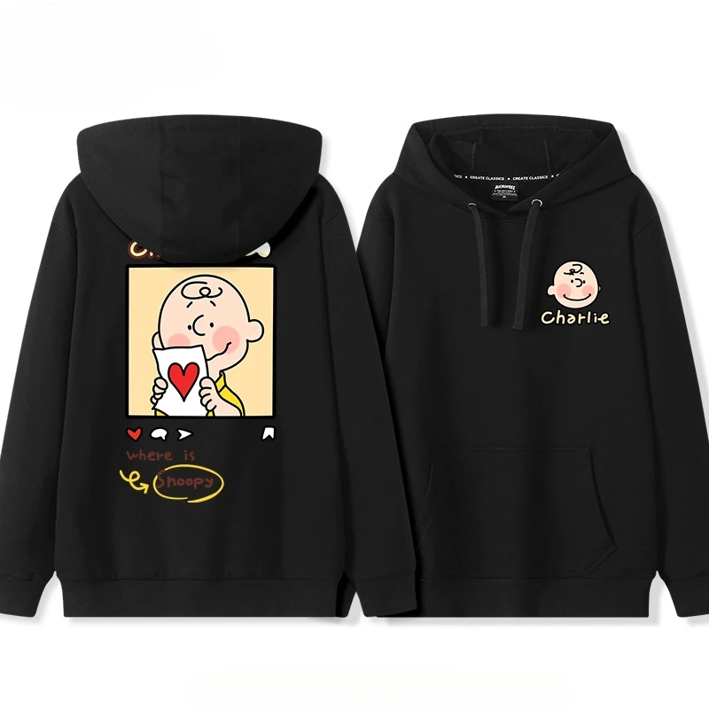 Nouveau automne lâche Snoopy pull à capuche Couple Ins cadre Charlie haut hommes et femmes mignon imprimé polyvalent haut veste à la mode