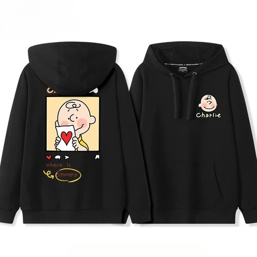 Imagen 2 del producto Nuevo otoño suelto Snoopy suéter con capucha pareja Ins marco Charlie Top hombres y mujeres lindo impreso versátil Top chaqueta de moda