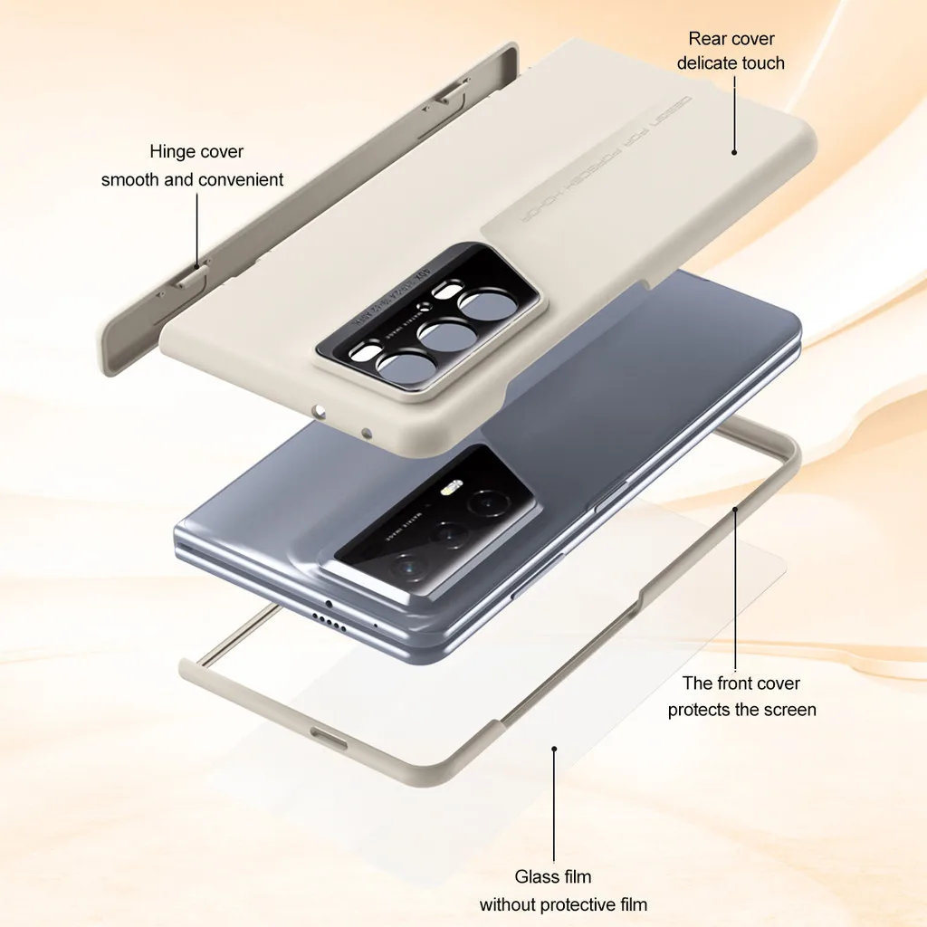 360 Full Protection Hinge Case For Honor Magic V2 RSR Porsche Design Tempered Glass Original Liquid Matte PC Phone Cover