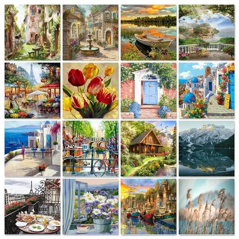 

893505 Frame Diy Painting by numbers Handpainted Canvas painting Scenery Paint by numbers For adults Home decor