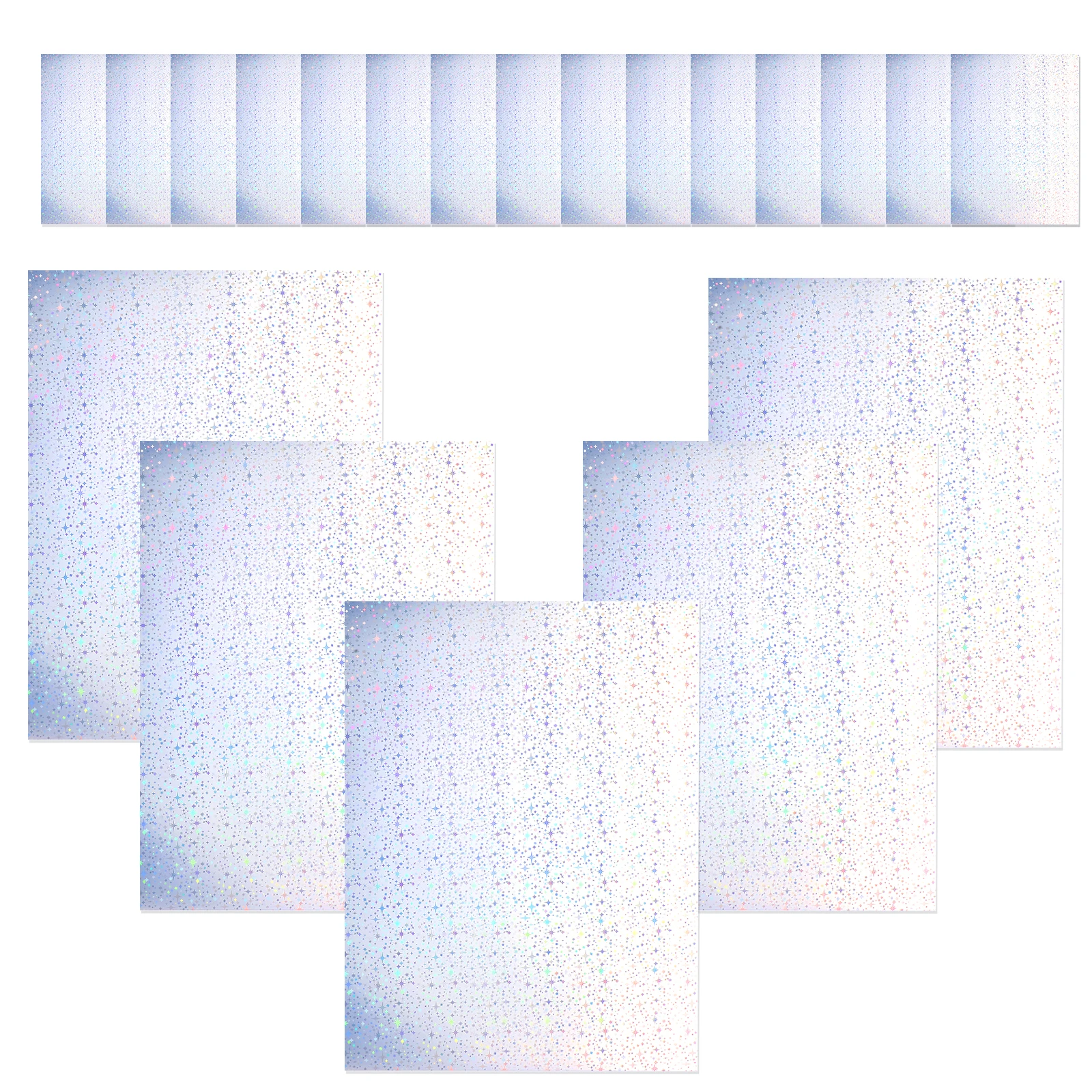 

20 Sheets Holographic Sticker Paper Shiny Printable Label Decal A4 Size Full Stars Art Project Price Tag Gift Idea Pen