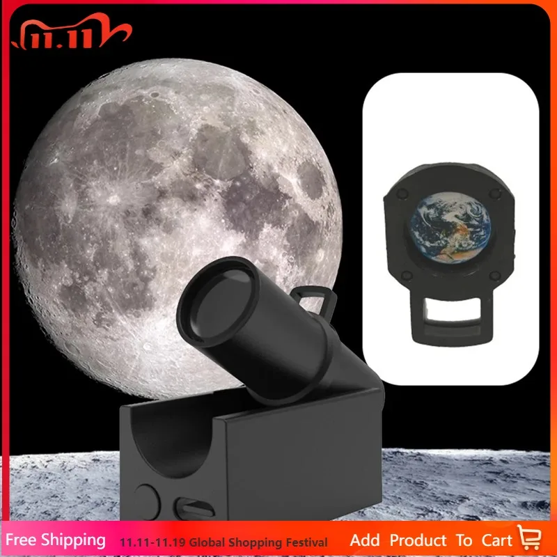 مصباح ضوء ليلي على شكل كوكب الأرض القمر - مصباح طاولة لغرفة النوم يخلق جوًا للاسترخاء والرومانسي