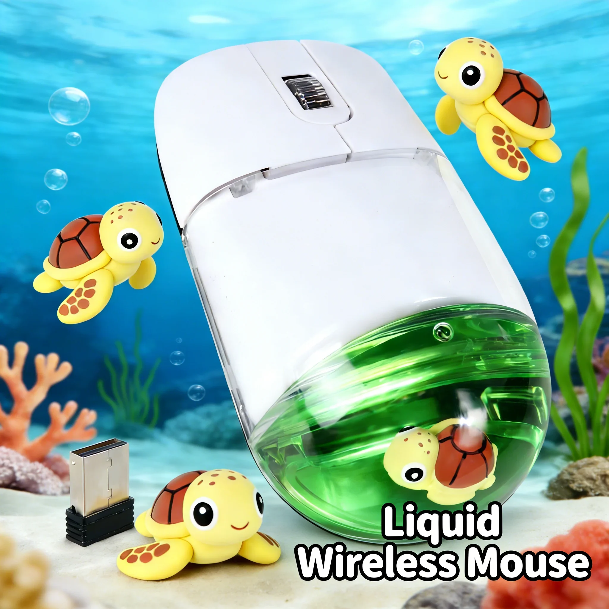 2.4G Liquid Wireless Mouse Cute Floating Animal Silent Click For Office Laptop PC Gift