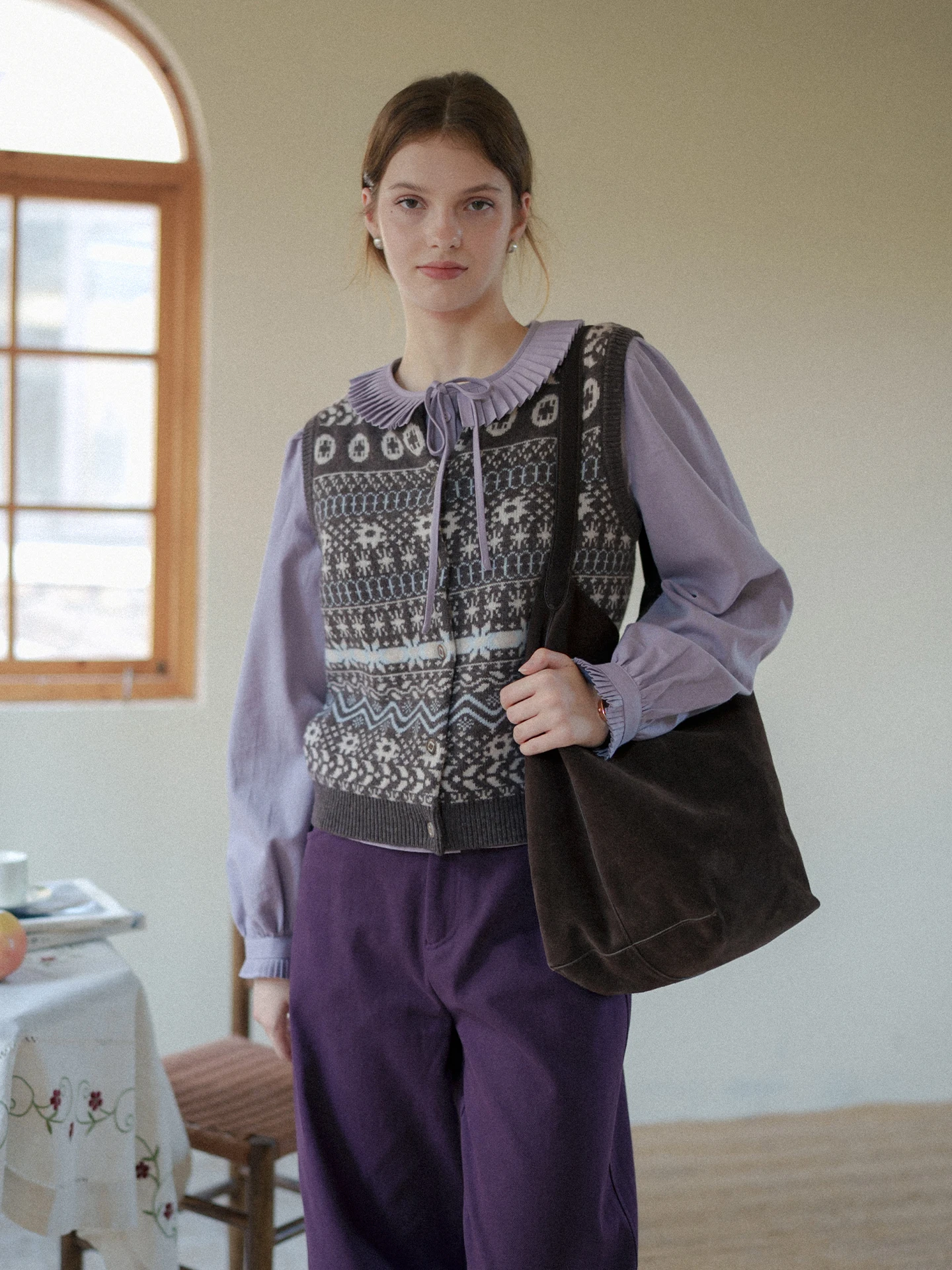 

Вязаный кардиган в стиле ретро Fair Isle из смесовой шерсти и шерсти яка, универсальный свитер для многослойных образов, прямой крой, для повседневной носки, с длинными рукавами