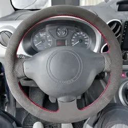 Suede Perforated Leather Cover For Peugeot 207 Expert Partner Citroen Berlingo Jumpy Toyota Proace Car Steering Wheel Cover Trim