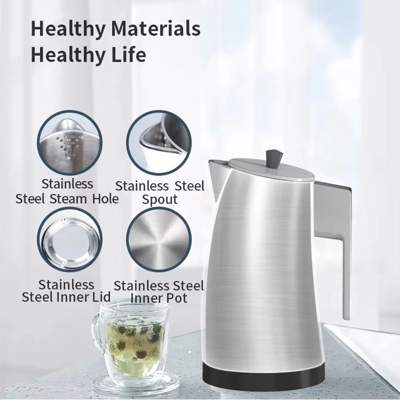 304 Stainless Steel Electric Kettle With Auto Shut off 1.25L Quick Boil Hot Water Boiler Teapot 1300W/120V Kitchen Appliances