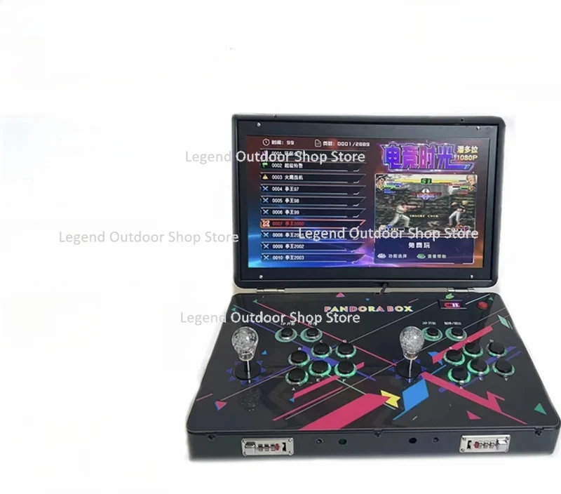 Portable Flip Folding Joystick Arcade Game Console with 14 Inch Screen and 21 Inch Pandora 3D WIFI Game Download