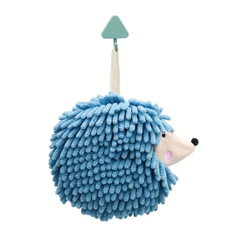 Fuzzy Ball Hand Towels Hedgehog Cartoon Towels Absorbent Funny Hanging Hand Drying Towel with Loop for Bathroom Kitchen