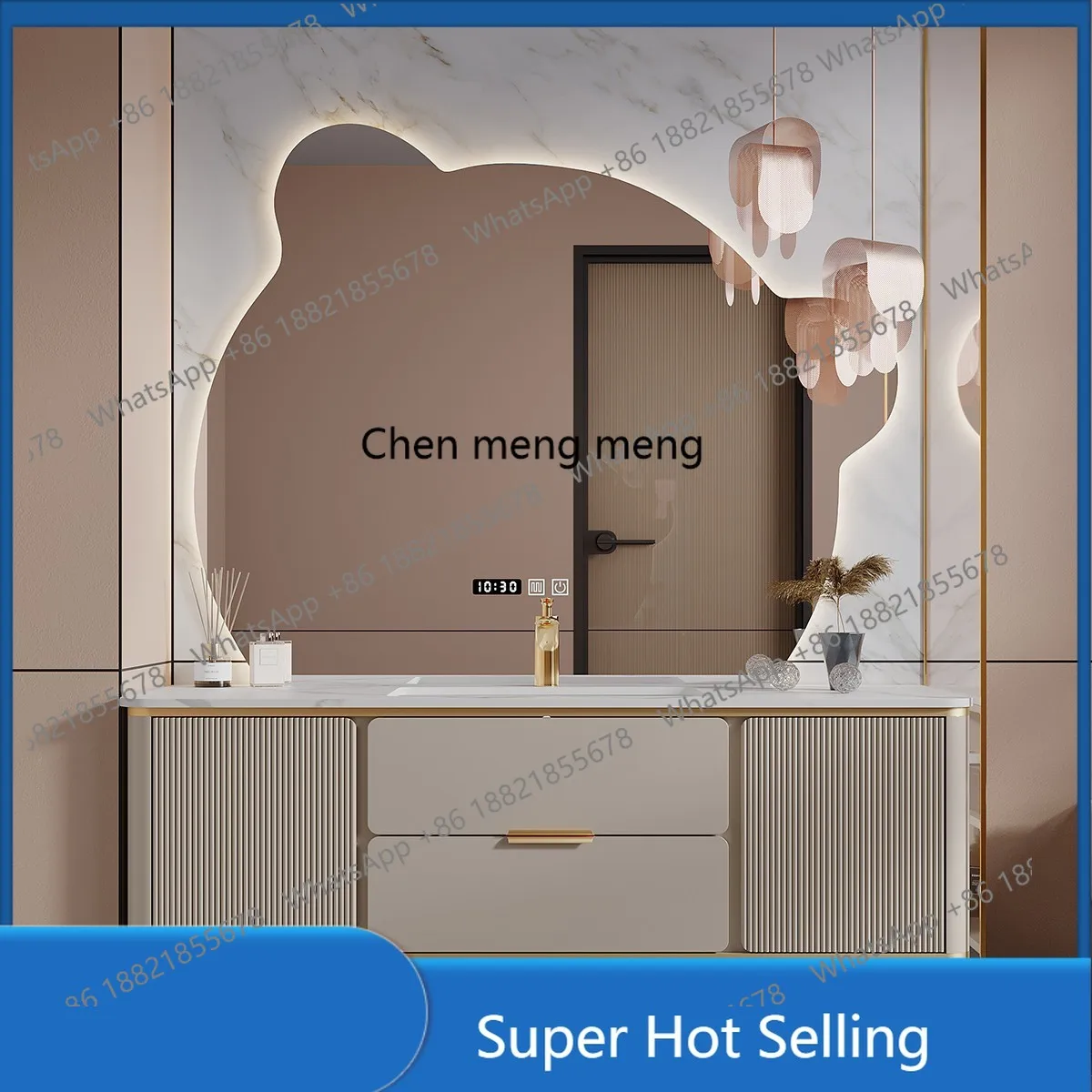 

A85 Light Luxury Solid Wood Modern Simple Smart Stone Plate Bathroom Cabinet Combination Bathroom Washbasin Washstand Wall Cupbo