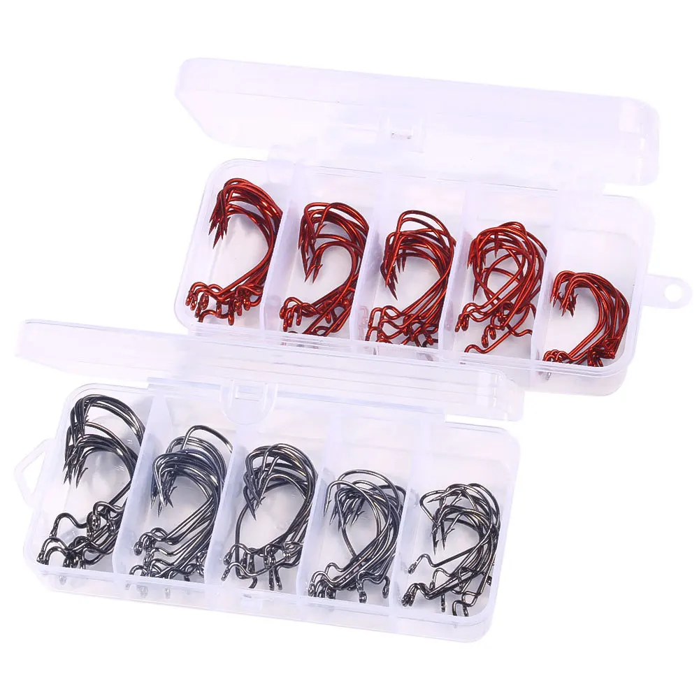 

HERCULES EWG Worm Hooks with Holes 50pcs Soft Bait Fishing Hooks