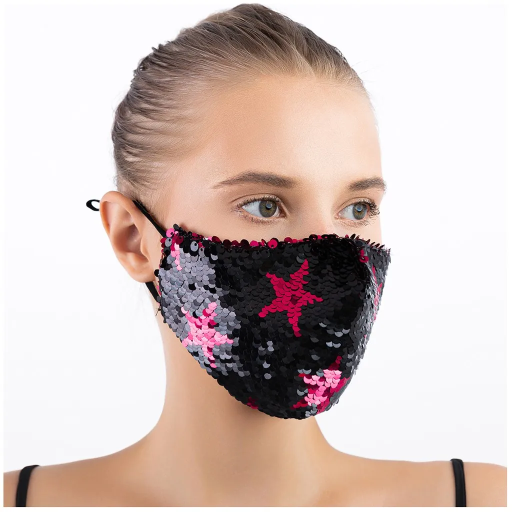 1pc Personalized Design With Sequins That Can Clean And Reuse Outdoor Masks Breathable And Comfortable Personal Protective Mask