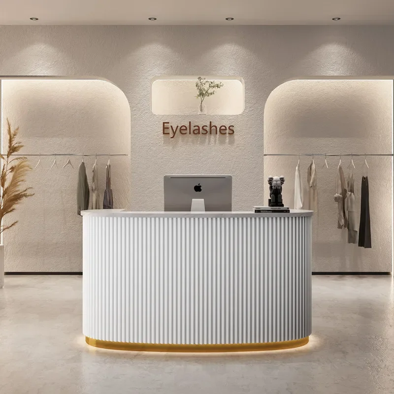 &Green Boutique Reception Desks Counter Blue Decor Long Weight Reception Desk Wood Business Bancone Per Negozio Office Furniture