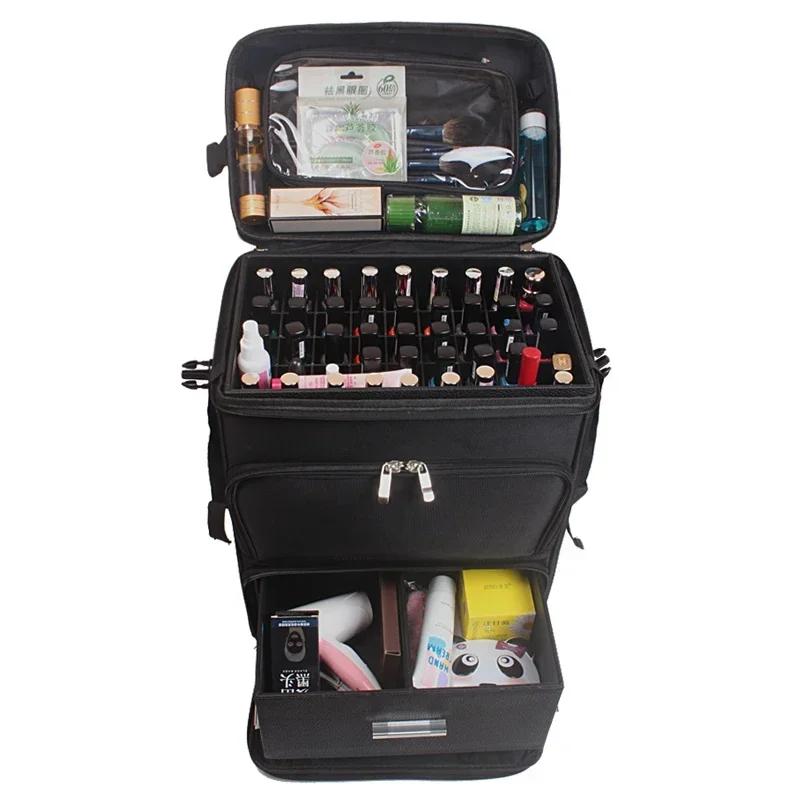 Men Trolley Cosmetic Case Rolling Luggage Bag on Wheels,girls Nails Makeup Toolbox,Women Beauty Tattoo Salons Trolley Suitcase