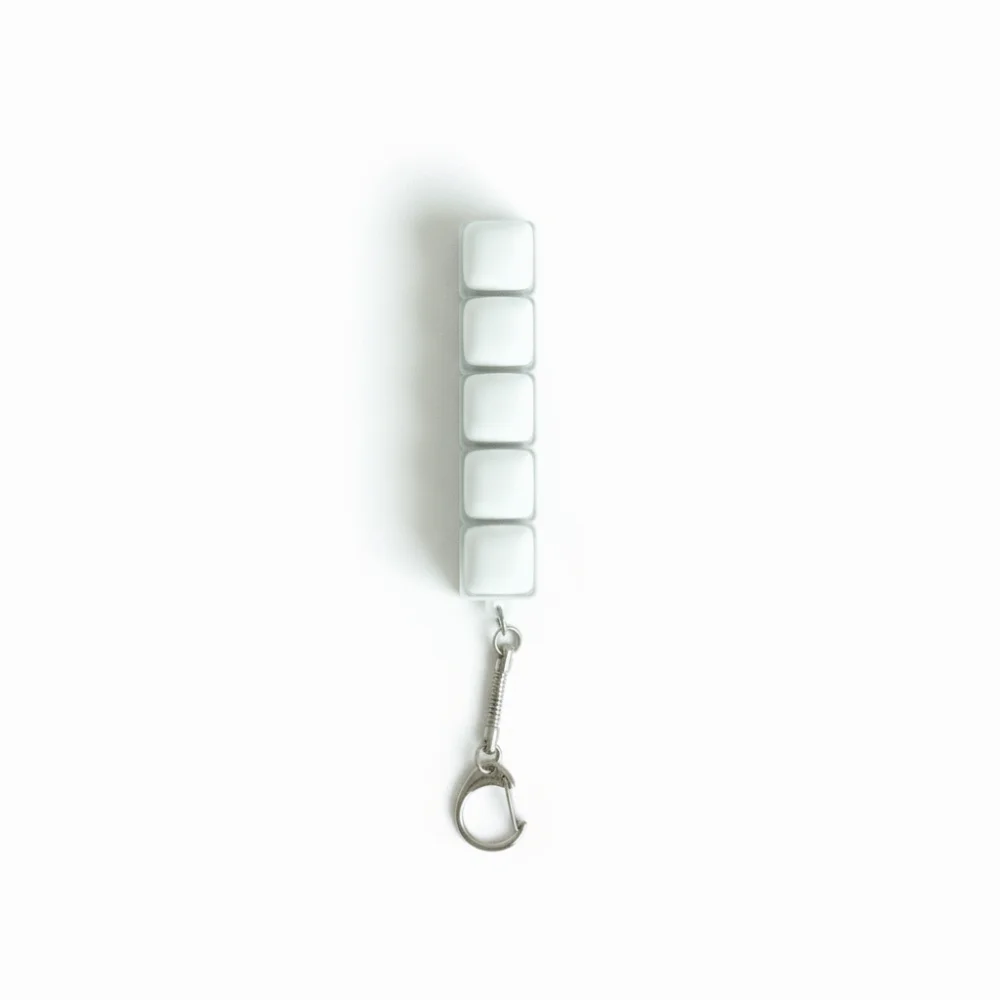 Multi-Key Steamed Bread Shaped Keychain LED Light White Decompression Clicker Pendant Smooth Round Finger Keyboard School