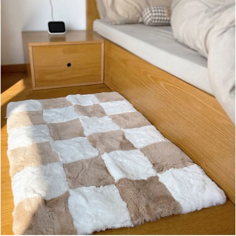 Faux Rabbit Fur Carpet Modern Home Decor Living Room Children Crawling Mat Soft Fluffy Plush Rugs Artificial Sheepskin Foot Pads