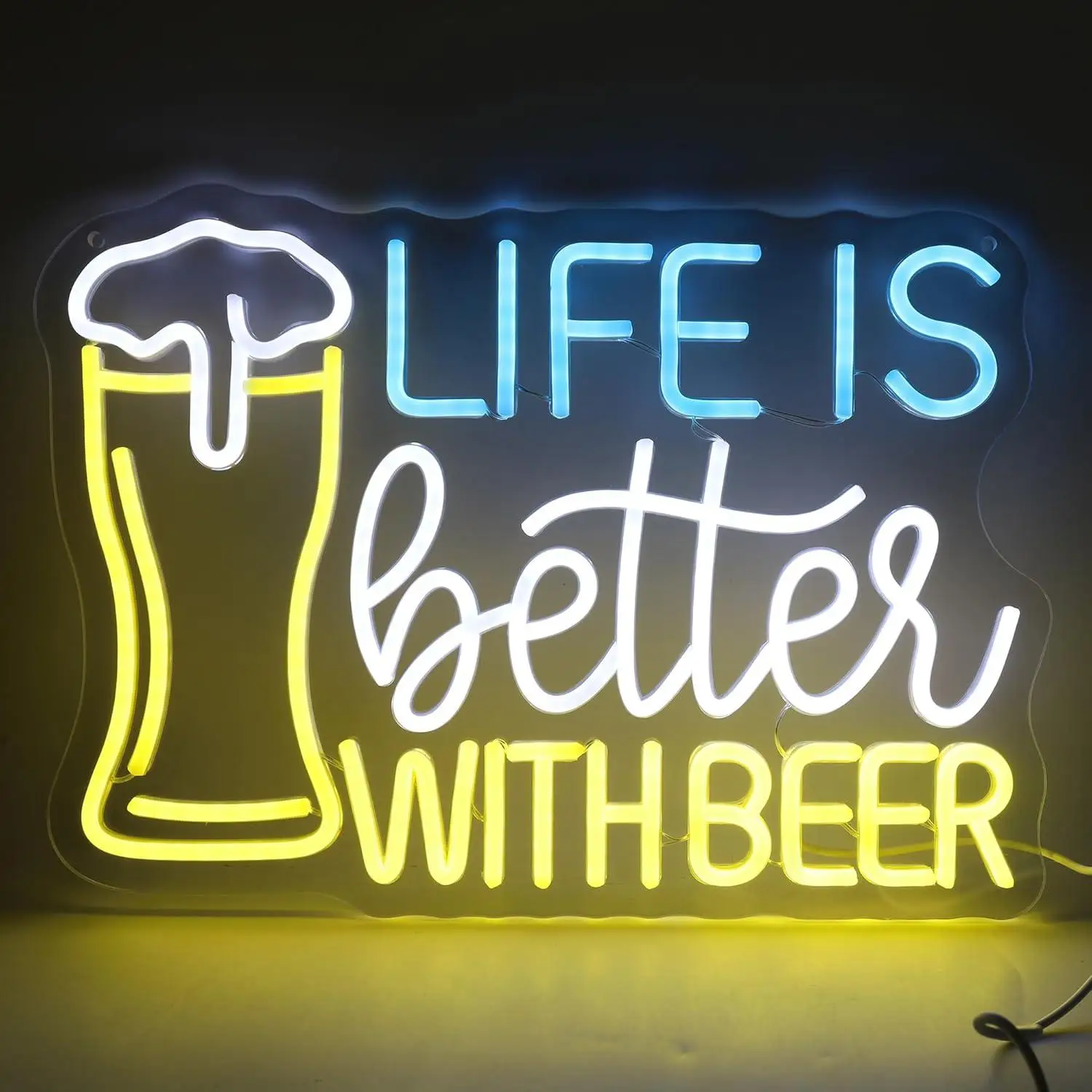 

Life Is Better With Beer Neon Sign Dimmable USB LED Light for Home Bar Man Cave Bedroom Wall Decor Beer Lover Art Sign Gifts