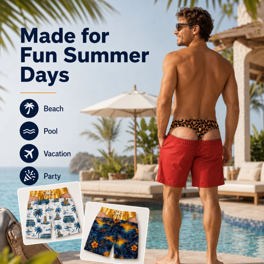 Swim Trunk Quick Dry - Grappige 3D nep-billen strandshorts voor mannen
