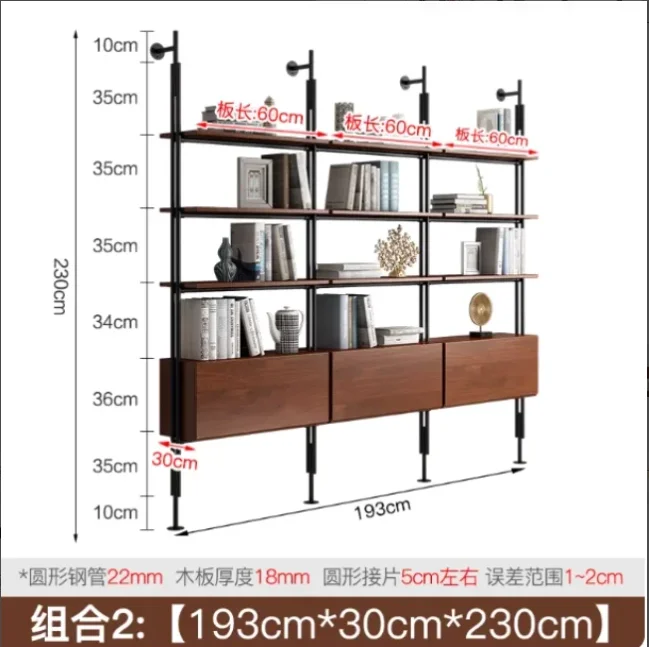 

Nordic wall shelf open baffle bookshelf bedroom storage bookcase living room combination display stand wrought iron rack