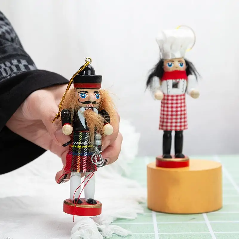 1/3/6Pcs New Year Home Decoration Christmas Nutcracker Soldier Puppet Wooden Handicraft Christmas Tree Pendant Desktop Ornament