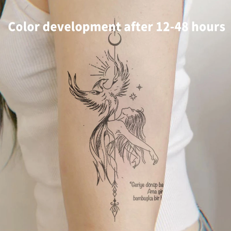 Bohemian Phoenix Nirvana Herbal Juice Tattoo Stickers Temporary Tattoos Fake Tatto Festival Gadget Art Gift Charm Tatuaje Punk