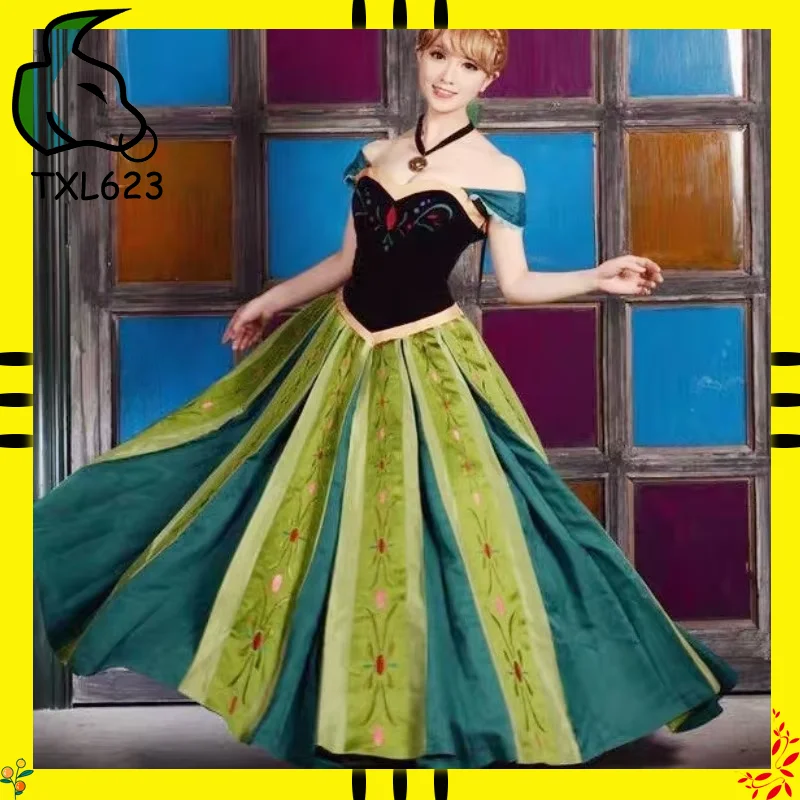 

Hot Movie Frozen Anna Cosplay Costumes Anime Women Female Adult Dress Necklace Clothing Wig Suit Christma Gift Carnival Party