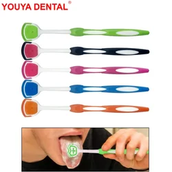 Cepillo raspador de lengua de silicona para adultos y niños, 2 piezas, limpiadores de lengua reutilizables, herramientas portátiles de limpieza de lengua, aliento fresco, higiene bucal