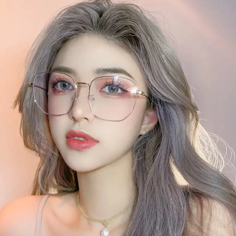 

Женские очки большого размера с золотой оправой, винтажные синие светоблокирующие роскошные оправы, высокое качество, минималистичные модные оптические очки в стиле ретро