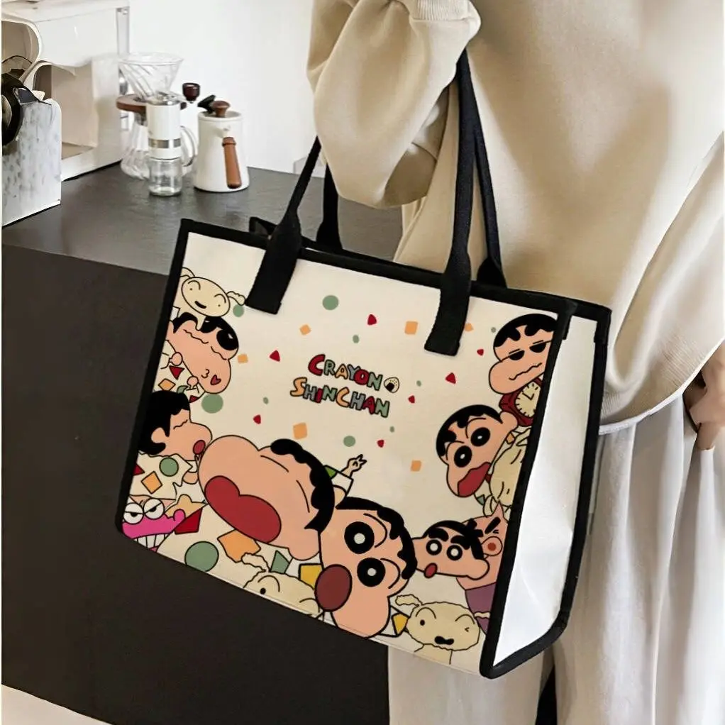 CrayonShin-chan Women Vintage Handbag Canvas Teenager Shoulder Tote Bags Messenger Bags Ladies Casual Handbag Crossbody Purse