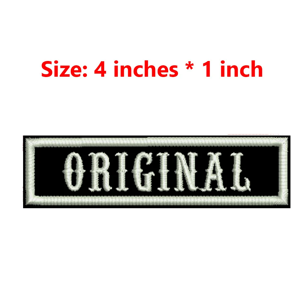 حديد عريض 4 بوصات على نصوص بيضاء مطرزة وعلامة اسم الحدود PRESIDENT، الأصلي، السكتري، ROAD CAPTAIN، MEMBER، V. الرئيس #4