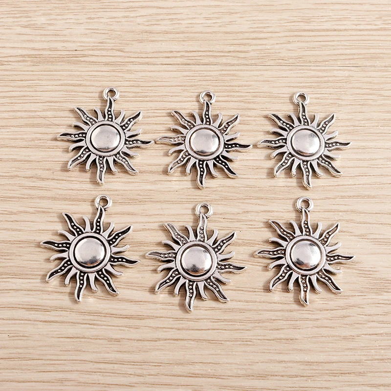 20pcs 25x28mm Cute Alloy Sun Charms Pendants Jewelry Making Drop Earrings Necklaces Bracelets DIY Handmade Crafts Accessories