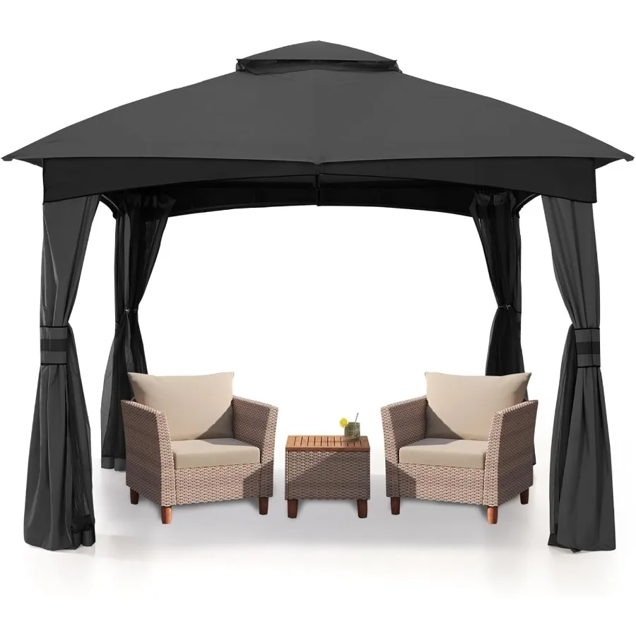 

Альтанка для патио на открытом воздухе 8x8 футов с модернизированной стальной рамой и сетчатыми стенками для сада обеспечивает тени и конфиденциальность, идеально подходит для Backya