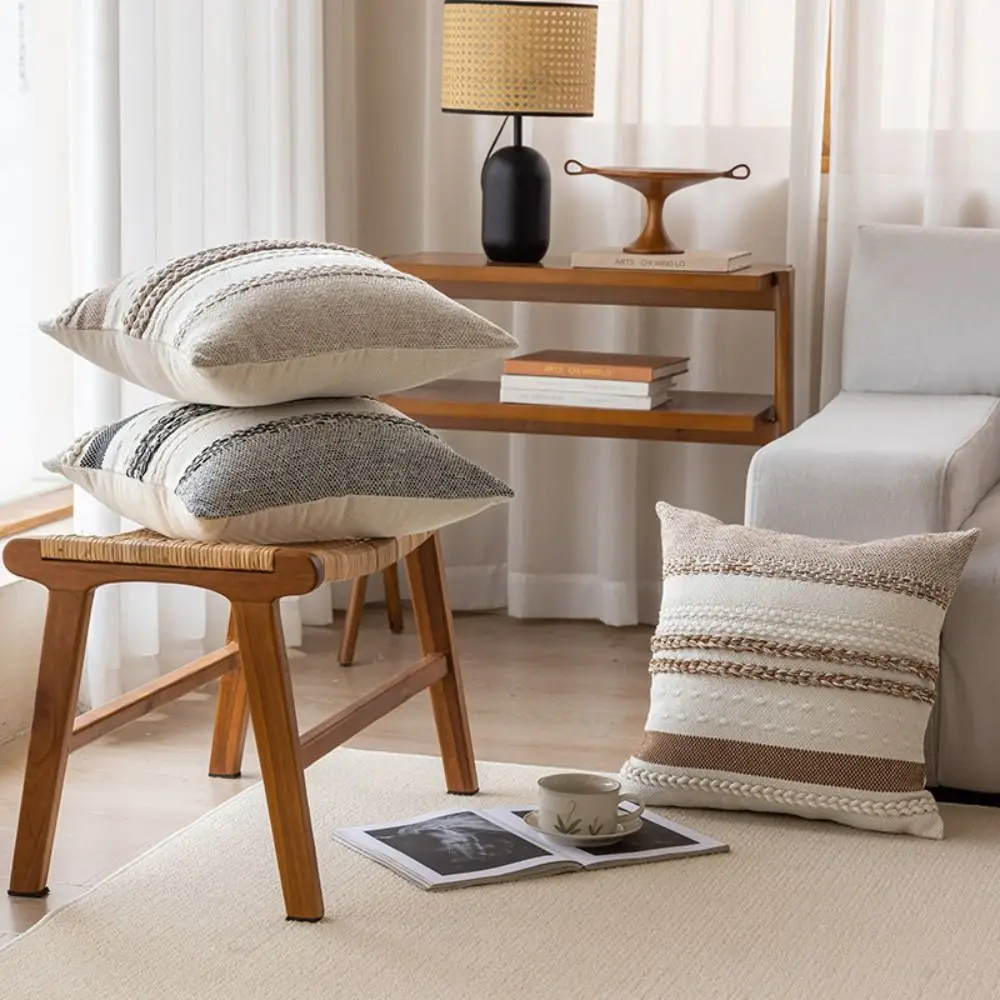 

18x18 дюймов наволочки в стиле бохо с полосатым узором текстурированный дизайн декоративные наволочки в богемном стиле большие декоративные подушки