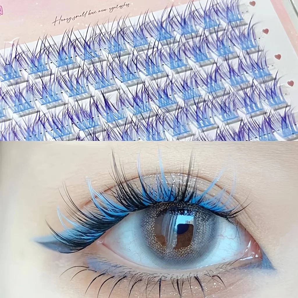 Mixiaohe Colorful Eyelashes 60 Clusters Easy Application Natural Manga Eye Style for Party Cosplay Stage Makeup