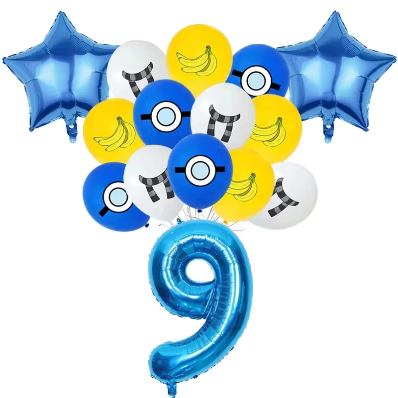M&Miniones Geburtstagsballons, Partydekoration, gelbe Bananen-Teller, Becheraufsätze, Servietten, Tischdecke, Partyzubehör für Kinder, Babyparty – Detail 2