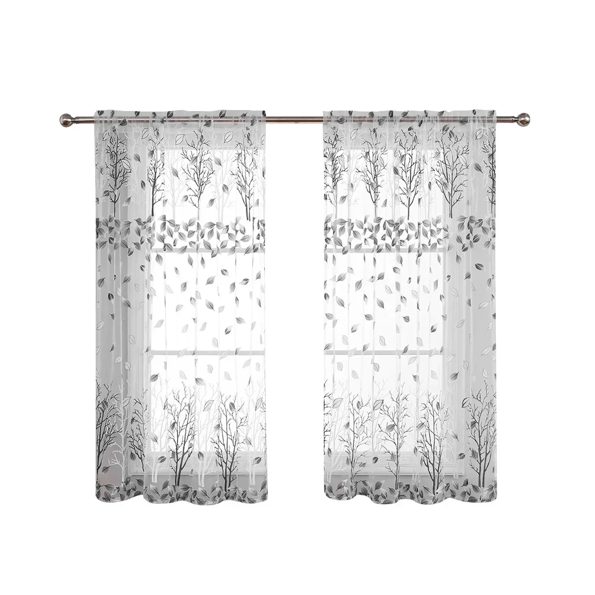 NH4040Pastoral modern simple autumn leaves living room bedroom curtains and screens