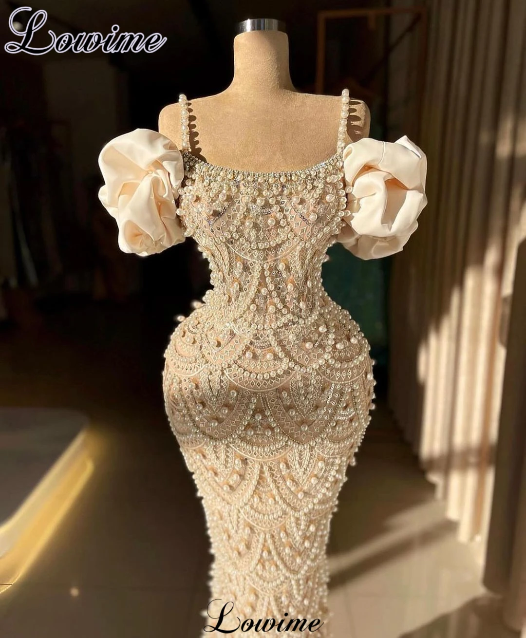 2024 Newest Elegant Celebrity Dresses Mermaid Spaghetti Pearls Prom Party Dresses For Women Vestidos De Gala Engagement Gowns